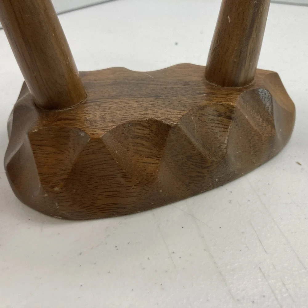 Vtg Mushroom MCM Monkey Pod Wood Tree Philippines 60s Appetizer Toothpick Holder